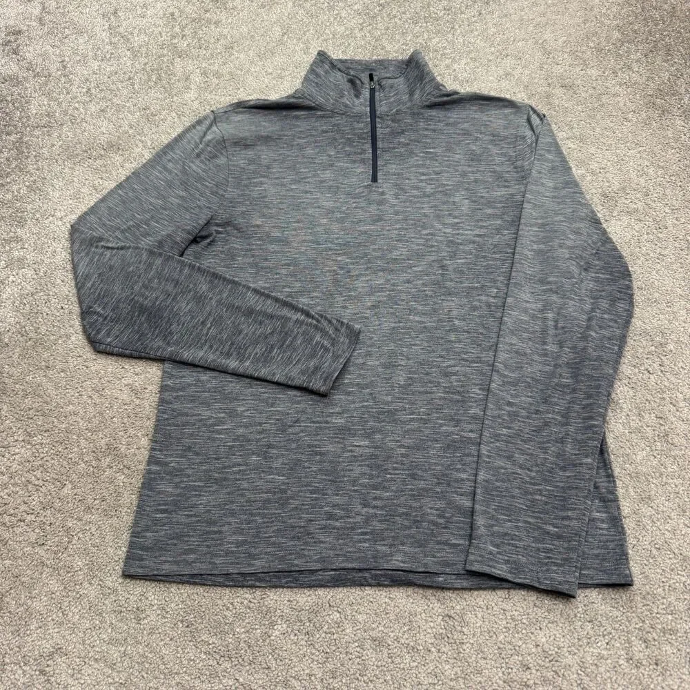 J.Crew Performance 1/4 Zip Pullover Shirt Mens Medium Heather Gray Long Sleeve